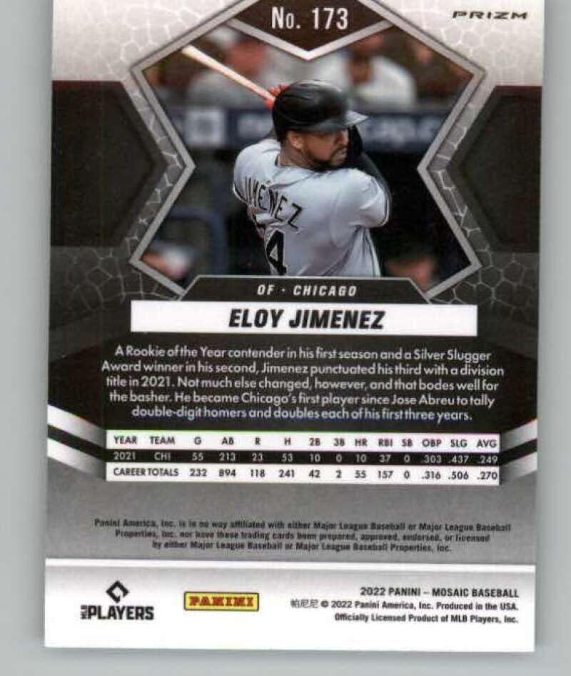 Miniatura 2 de 2022 Panini Mosaic Mosaic Parallel #173 Eloy Jimenez Chicago White Sox Baseball Trading Card
