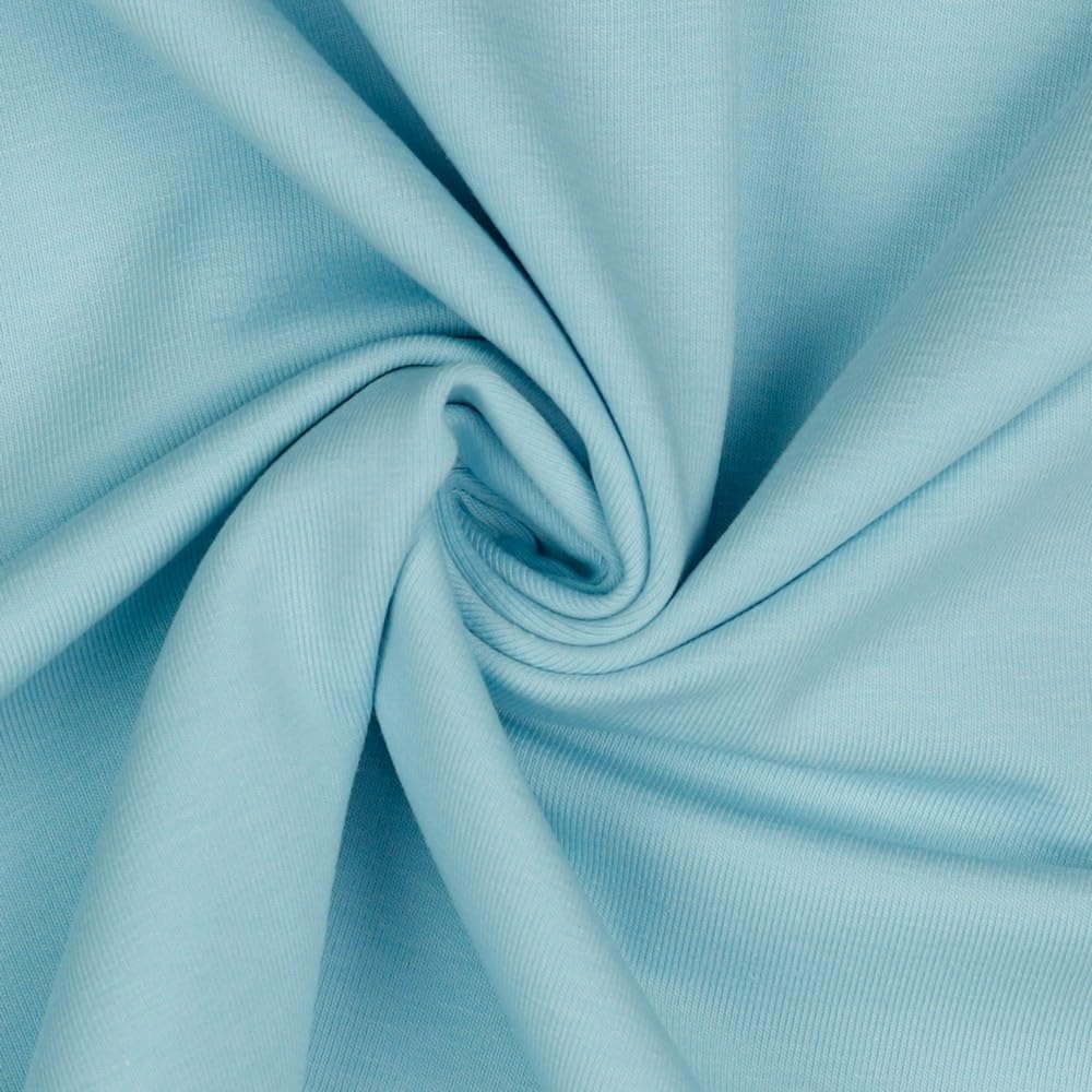 Jersey Fabric Plain Sold by the Metre Tex Standard 100 Certified 69 Colours to Choose From Plain + Mottled (016 I Light Blue, 50 x 150 cm) โ image 1