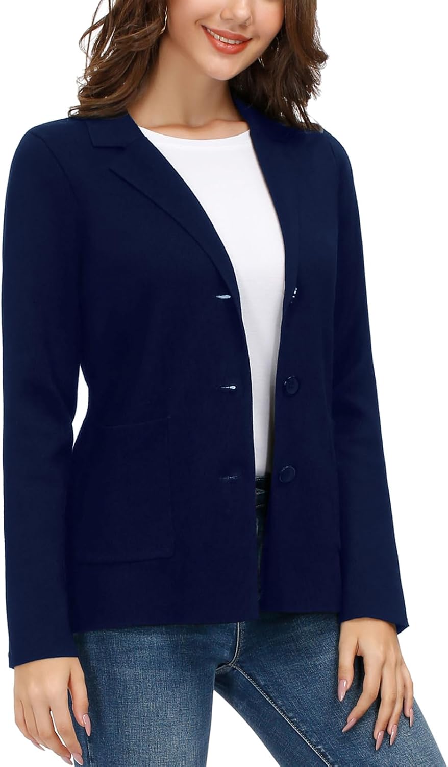 Women's Long Sleeve Casual Blazer Work Office Bussiness Jacket with Pocket - Image 2