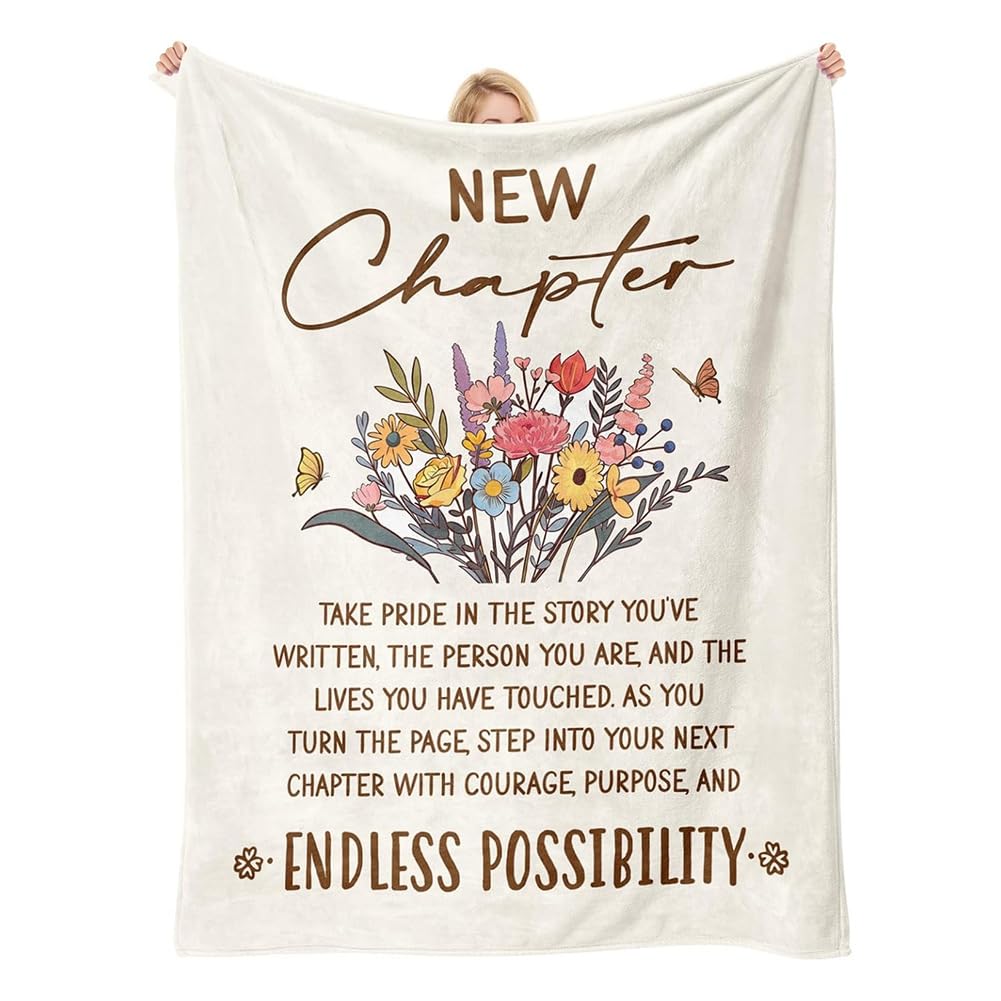 Hndhbfgrt Retirement Party Decorations, 60" X 50" Throw Blanket for Women, Gift for Coworker Farewell, Retirement Gift