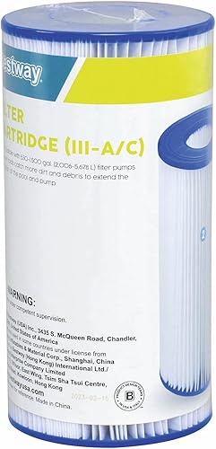 Miniatura 9 de Bestway Paquete de 2 cartuchos de filtro tipo III-AC de 4.2 x 8 pulgadas para bomba de filtro de piscina al aire libre, compatible con bomba de