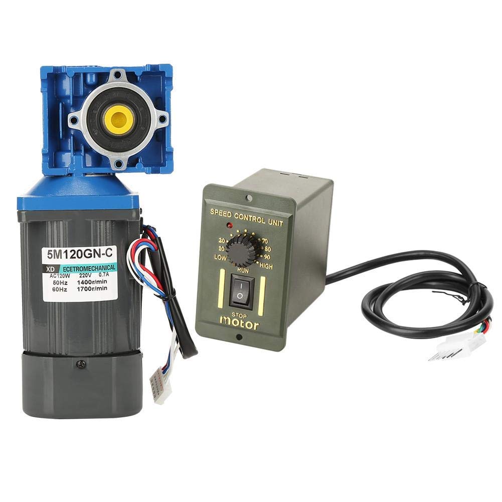 Moteur à courant alternatif, moteur à engrenages CW/CCW à vitesse de blocage réglable avec moteur à engrenage à vis sans fin 120w 1400 tr/min avec régulateur(15K)