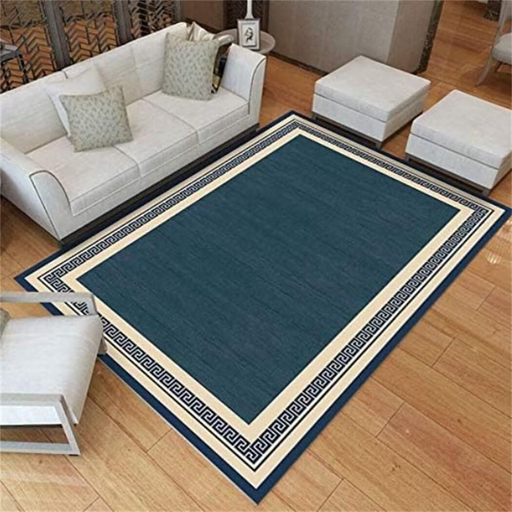 Tapis doux bleu grand tapis salon 200x300cm facile à nettoyer