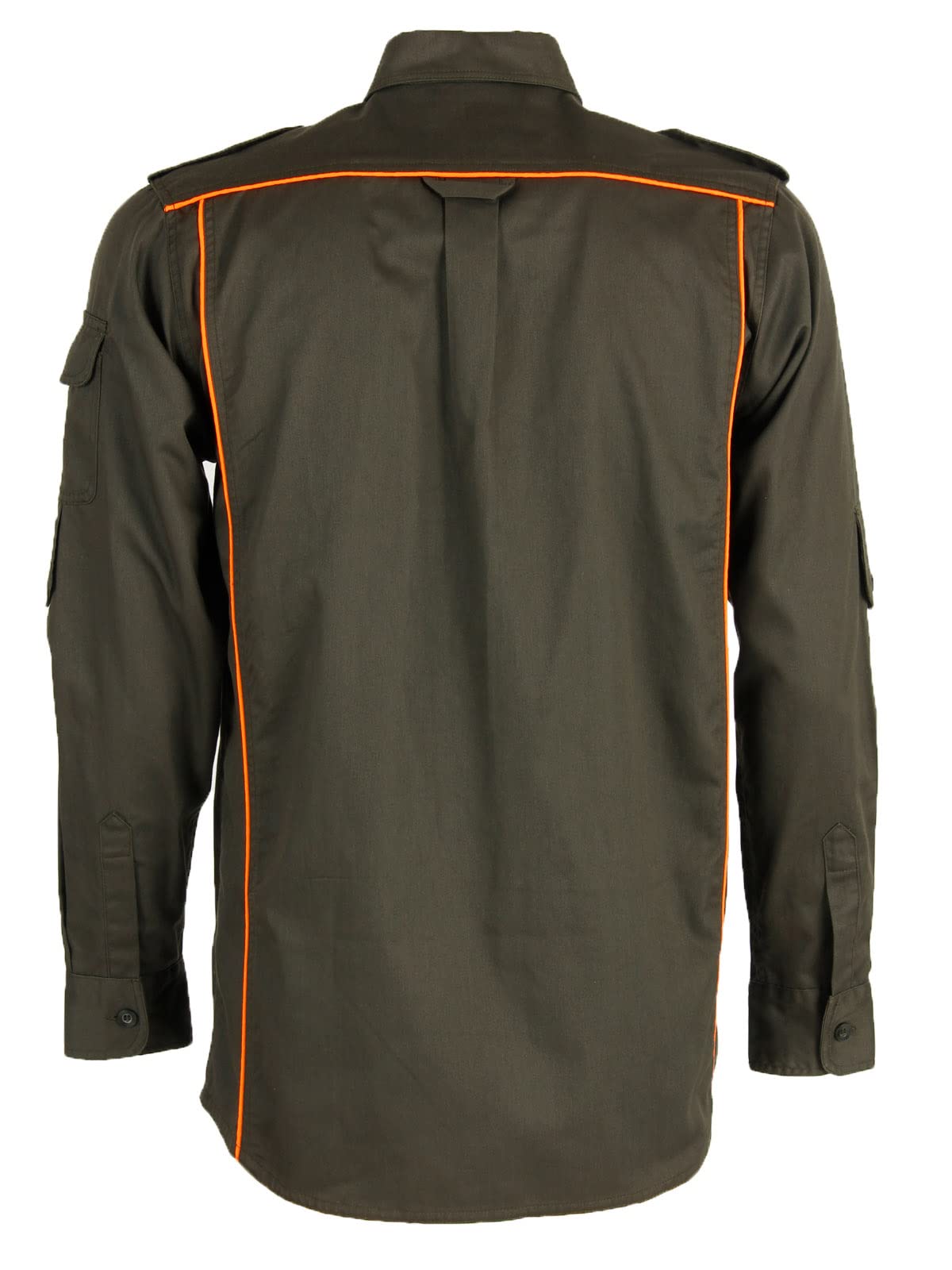 Camicia Caccia Verde riporti Arancio Bottoni Abbigliamento Tecnico Uomo
