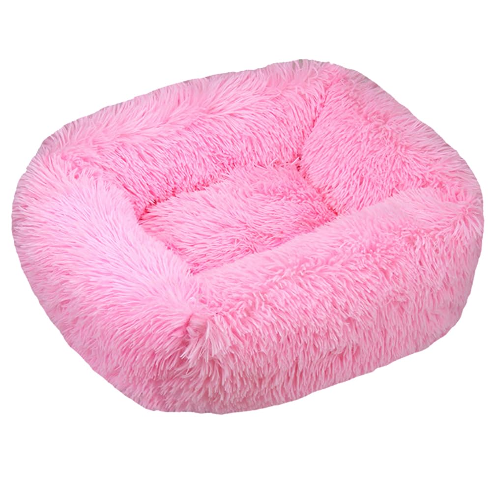 HotYou Plush Donut Dog Bed, Calming Rectangle Bed for Cat Dog 2.5-40KG, Soft and Fluffy Cuddler Pet Cushion Self-Warming Puppy Beds Machine Washable,Pink 2,XL 95 * 75 CM(<30KG) — image 1