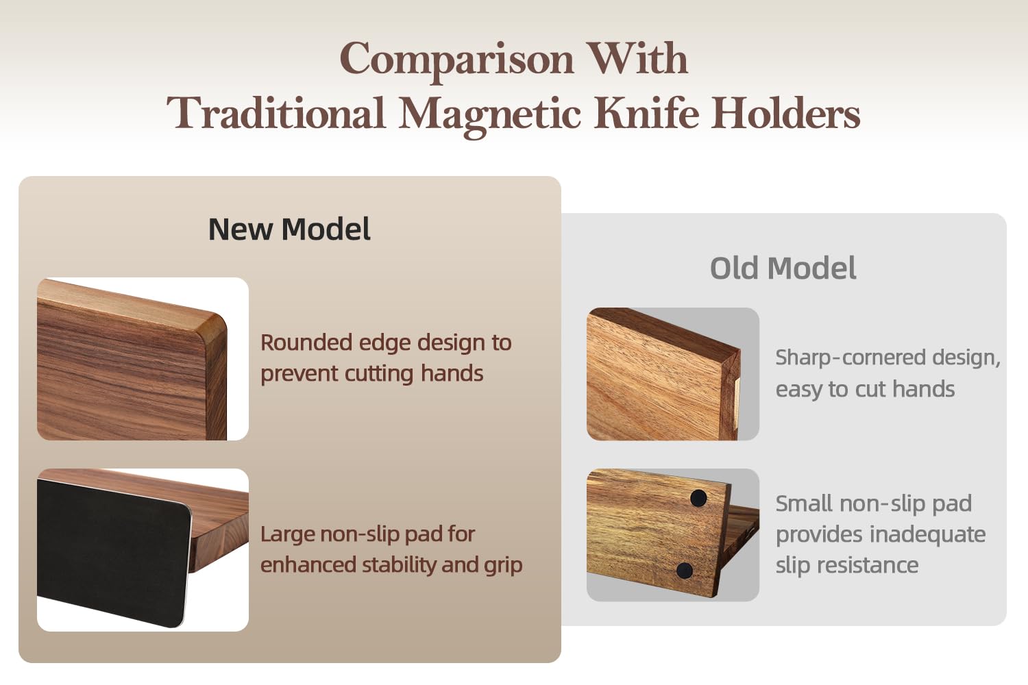 XINZUO Madera de Nogal Bloque Cuchillos Magnético -Soporte Magnético Doble Cara Iman Extra Fuerte-Base Antideslizante-Ahorro de Espacio-Porta Cuchillos Magnético-Fácil de Limpiar-con Caja de Regalo