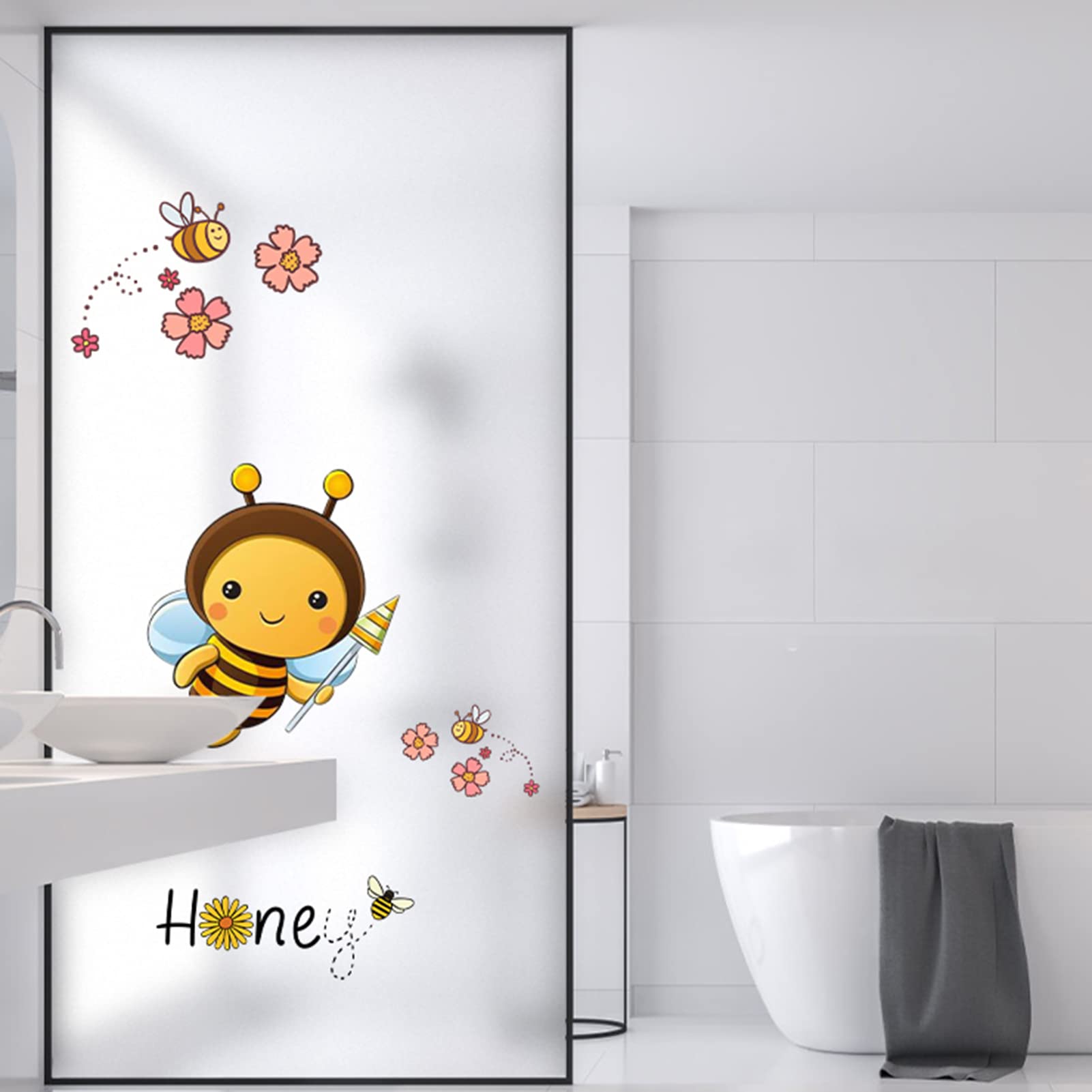 Folia okienna Prywatność, drzwi przesuwne matowa naklejka na szkło, bezklejowa zdejmowana dekoracyjna naklejka na szkło anty UV do łazienki biuro 80cm x 200cm,D