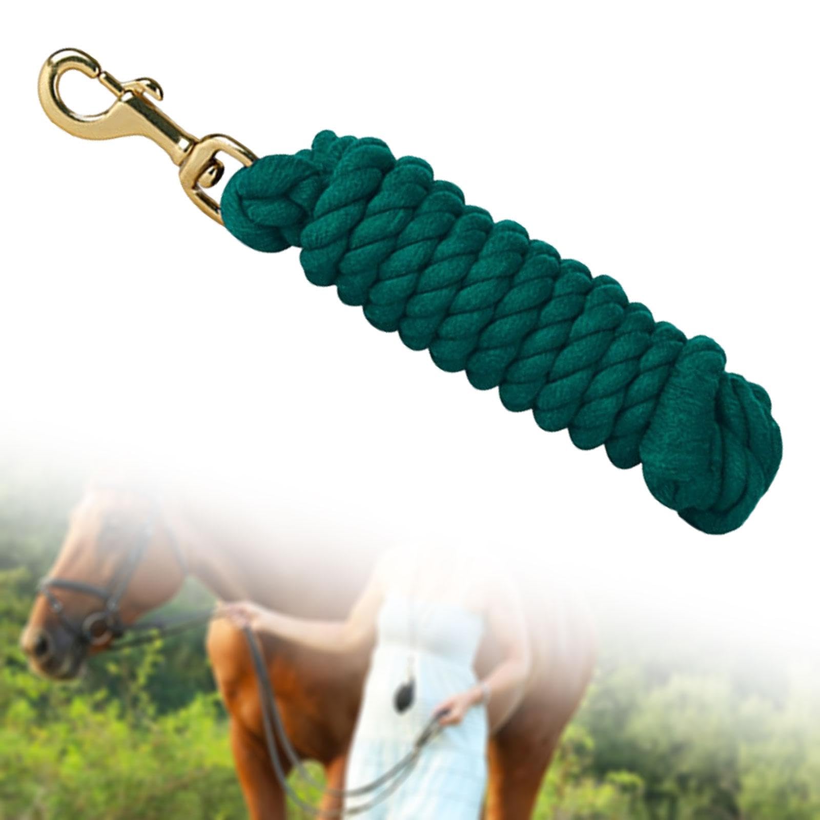 Guinzaglio per Cavalli, Corda per Addestramento E Passeggiate, Corda in Cotone con Redini E Moschettone Girevole, Guinzaglio Resistente per Addestrame, Verde