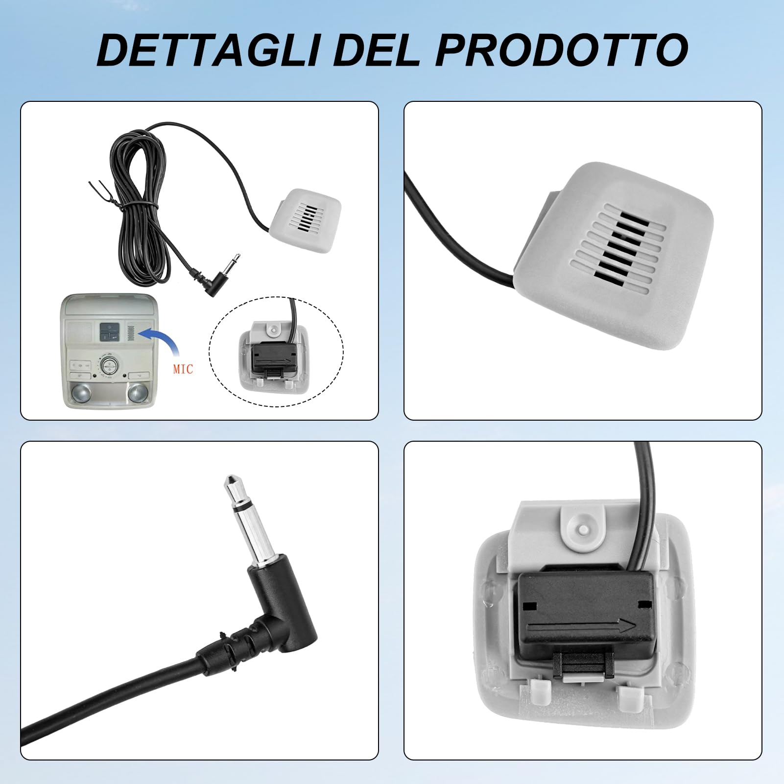 Sound-way Audio Microfoon 3,5 mm Jack met Houder voor Bevestiging compatibel met Alpine, JVC, Kenwood, Sony
