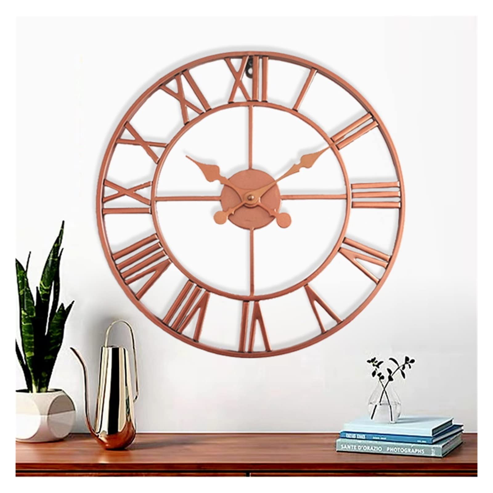 MYUYEE 16-inch Rose Gold European-Style Ative Iron Living Room Mute Wall Clocks,40cmblack-16 inches (40cm Retro Gold-16 inches)