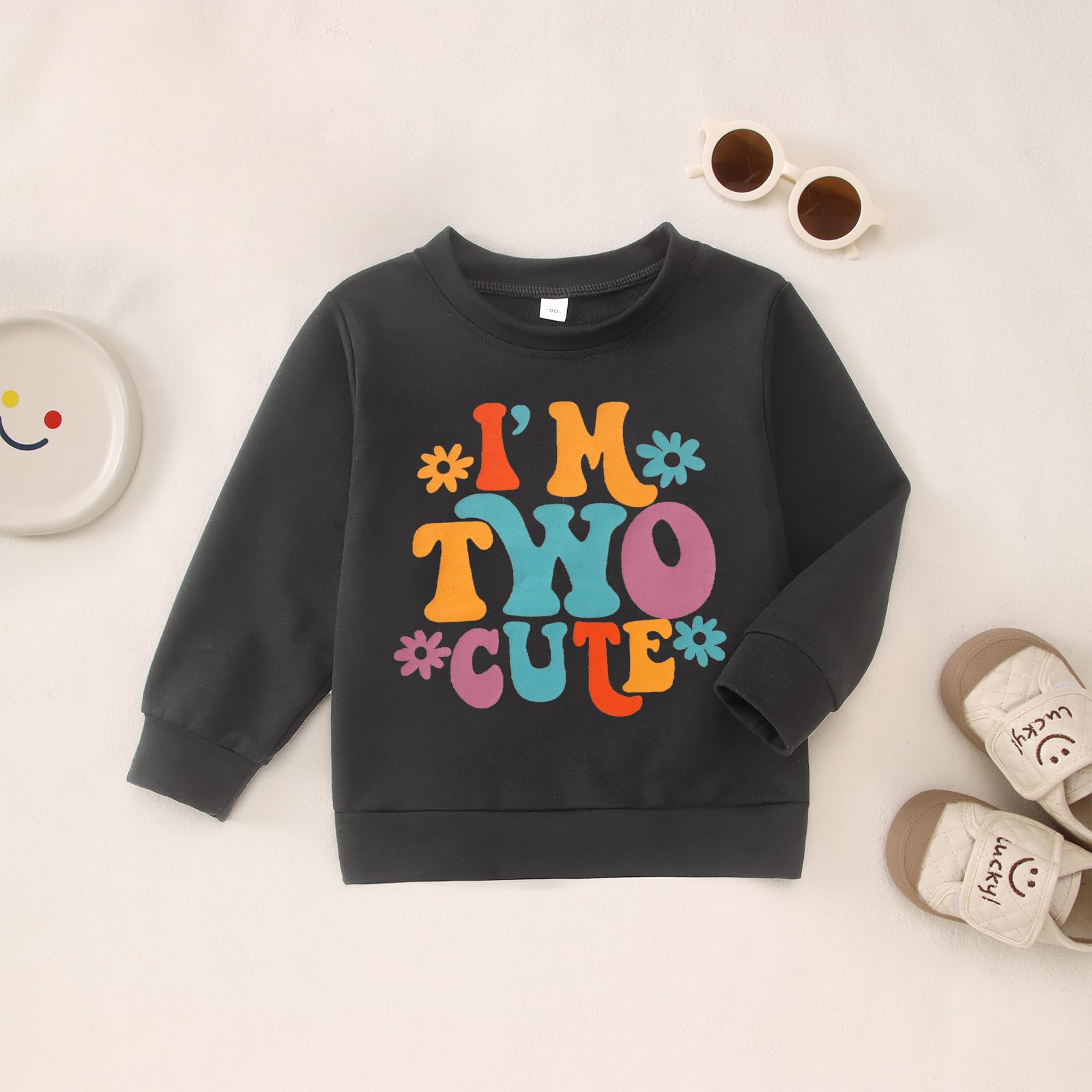 CM C&M WODRO 2° compleanno ragazza felpa "I'm Two Cute" stampante maglione secondo compleanno abbigliamento bambino bambino girocollo manica lunga annuncio abbigliamento autunno inverno maglione