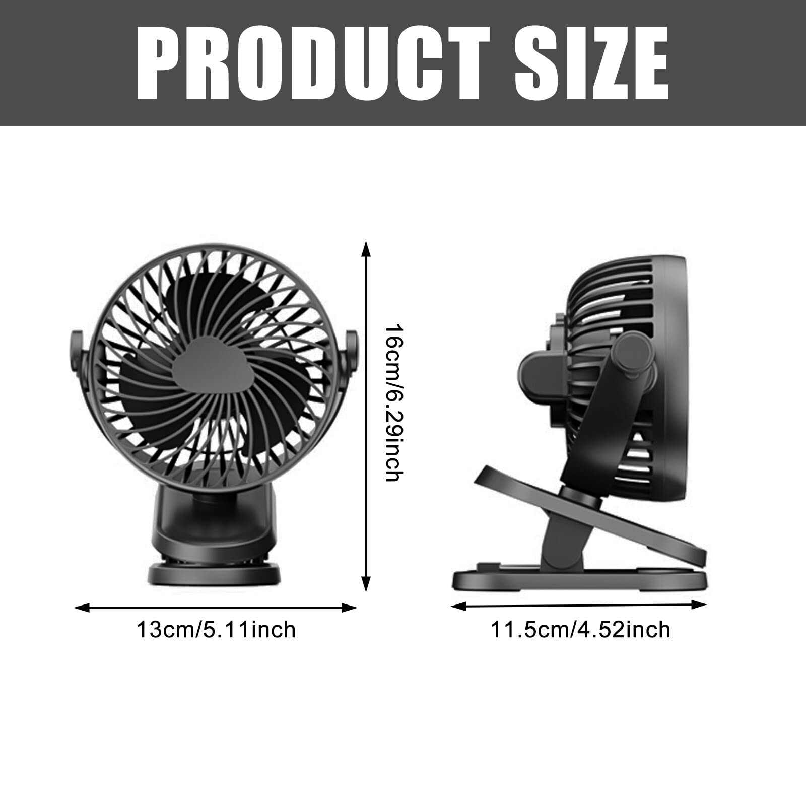 Ventilatore USB 10000 MAh - 3 In 1 Con Clip, Luce LED, 40 Ore Autonomia, Silenzioso - Foto 3