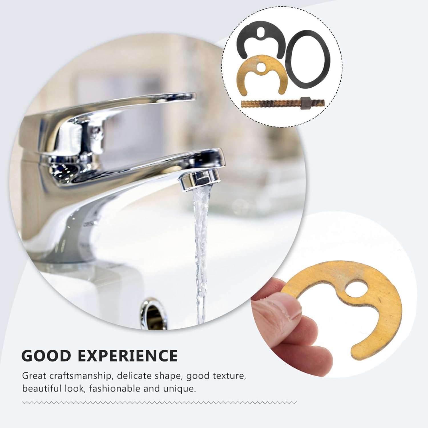 Hemobllo Kitchen Faucet Mounting Kit with Copper Horseshoe Piece Rubber Washer Bolt and Nut for Secure Sink Tap Installation and Repair