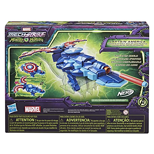 Marvel Avengers Mech Strike Monster Nerf Captain America Monster Blast Shield Roleplay Toy With 3 Nerf Darts, Toys For Kids Ages 5 And Up #TOP4
