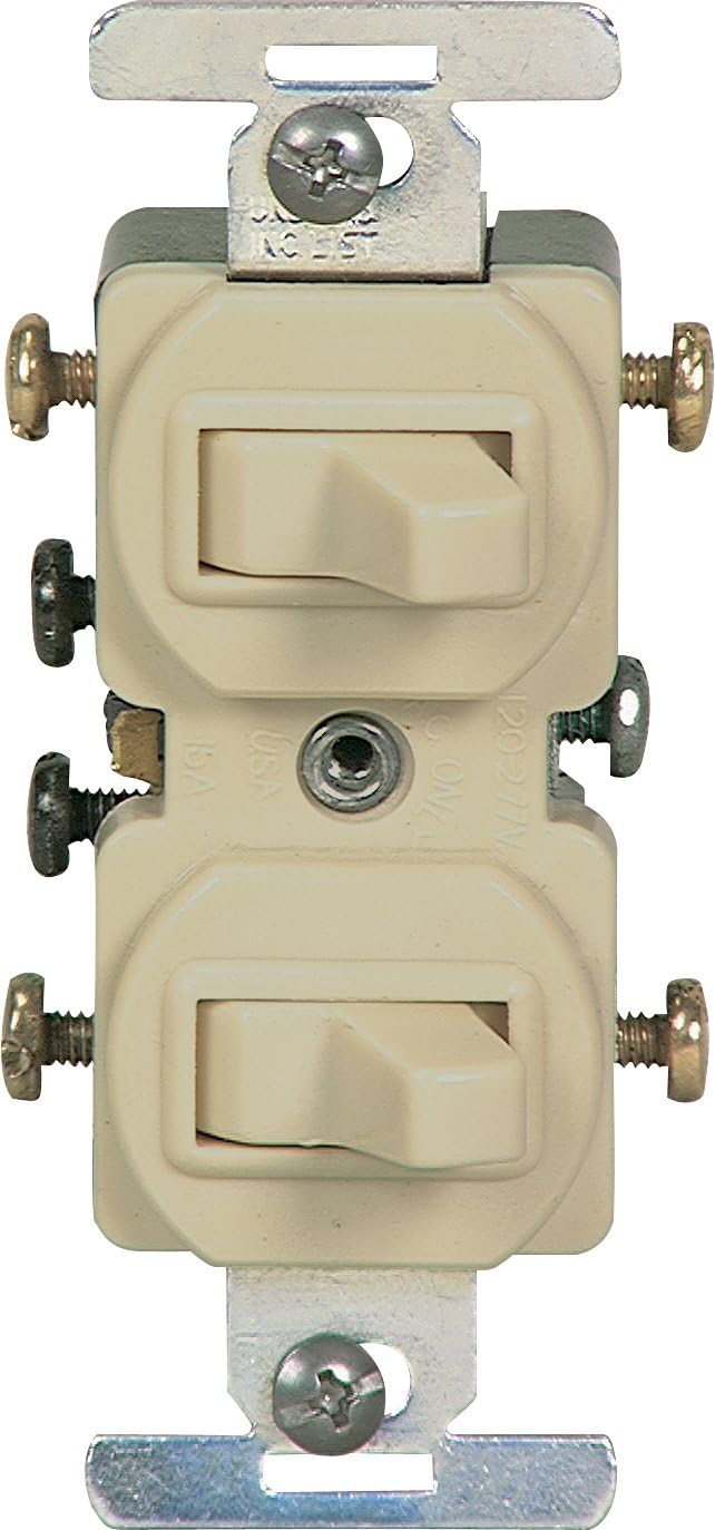 EATON276V 15 Amp Commercial Grade Toggle Duplex Switch, Ivo