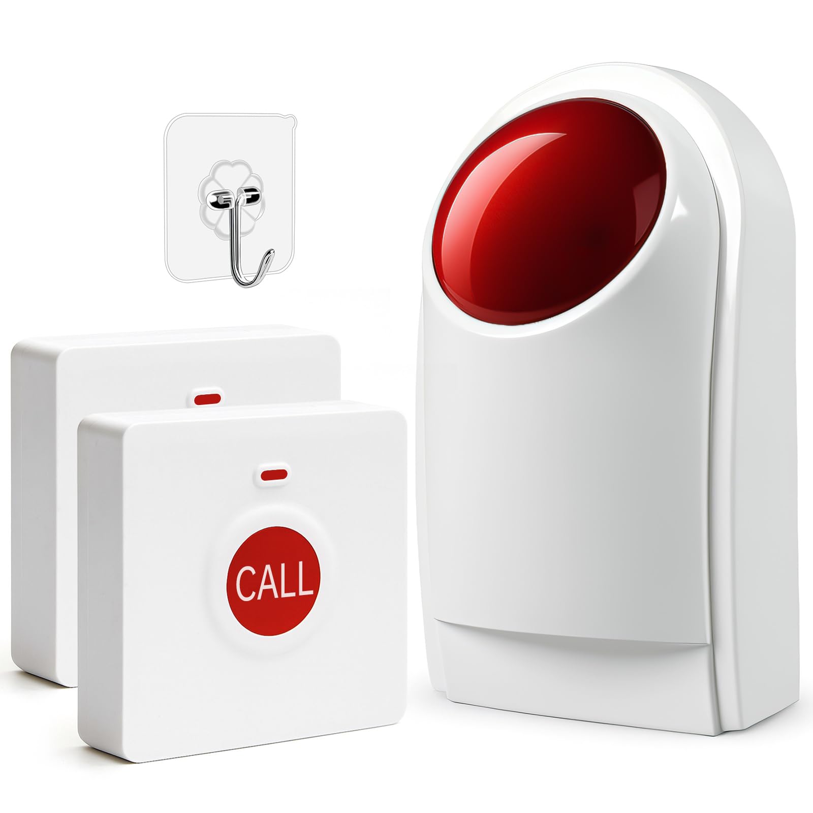 Alarma de botón de pánico, sistema de llamada de emergencia inalámbrico para ancianos y discapacitados, funciona con pilas, volumen ajustable de 130 dB, rango de 350 pies, para baño, hogar