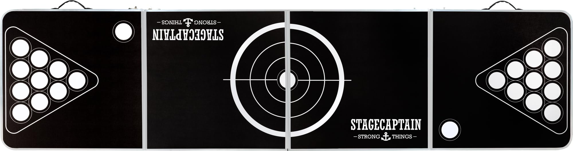 Stagecaptain Beer Pong Tisch “Basic” - Stabiler Klapptisch aus Alu - Melamin-beschichtete MDF-Platte (5 mm) - Inklusive 90 Becher und 6 Bälle - Schnell aufgebaut und kompakt beim Transport