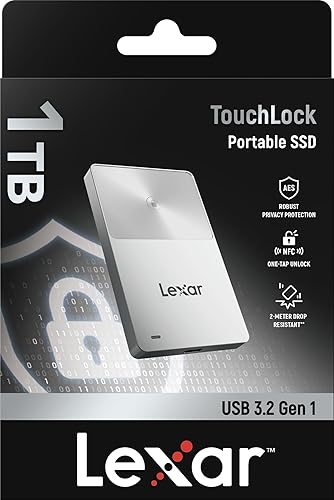Miniatura 8 de Lexar TouchLock SSD portátil de 1 TB con autenticación de cifrado NFC de un solo toque, unidades externas de estado sólido USB 3.2 Gen2, soporte