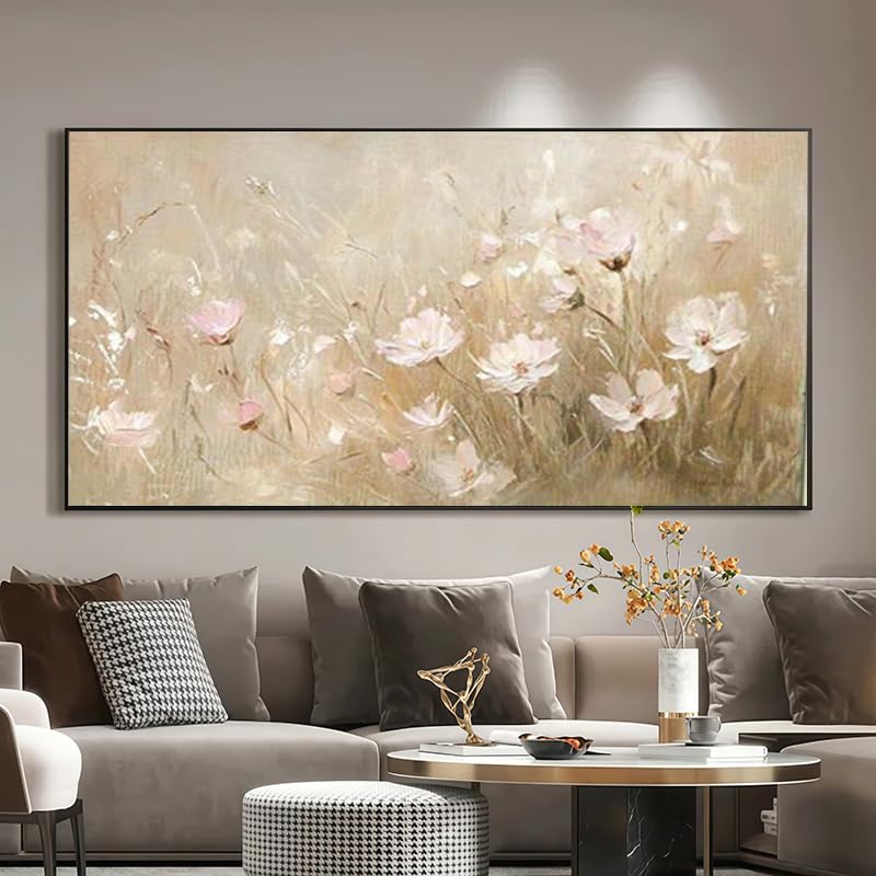 Affiche fleurs abstraites modernes vintage grand format 90x180 cm pour la déco du salon