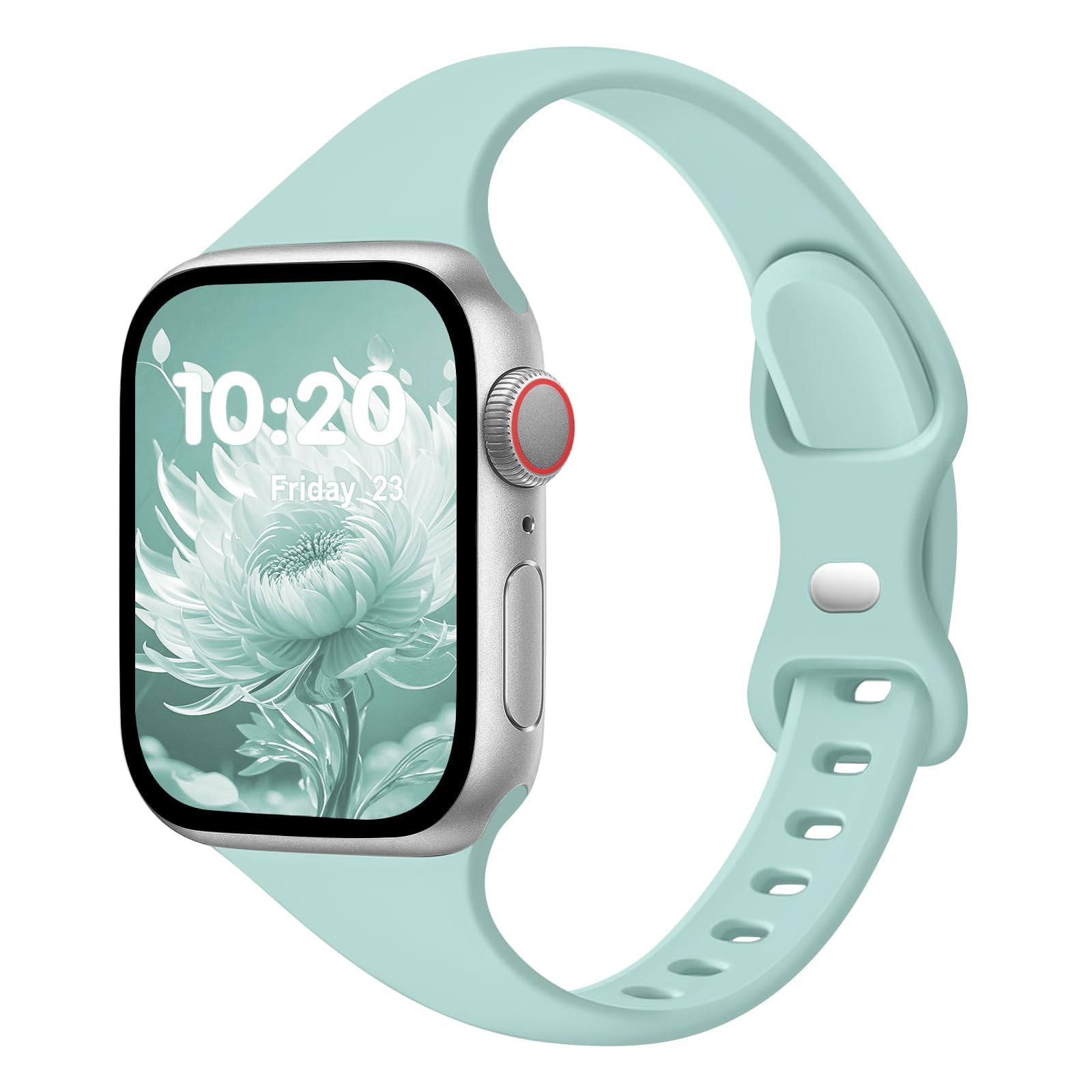 Slim Band Compatible with Apple Watch Bands 38mm 40mm 41mm 42mm 44mm 45mm 49mm for Women Men,Soft Thin Narrow Silicone Sport Strap Wristbands for iWatch Series12 11 10 9 8 7 6 5 4 3 2 1 SE Ultra/Ultra 2 -Turquoise