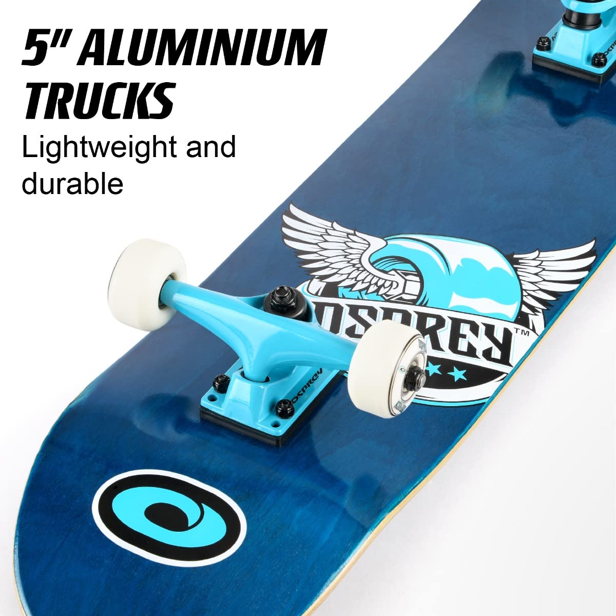 Skateboard Osprey complet débutants double kick trick, 31 x 8”, deck érable