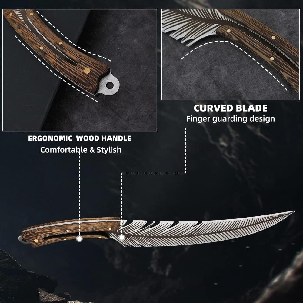 Professional Sharp Feather Boning Knife Hand Forged Knife High Carbon Steel Chef Knife for Meat Cutting Cooking Knife with Sheath for Kitchen Outdoor Camping - Image 4