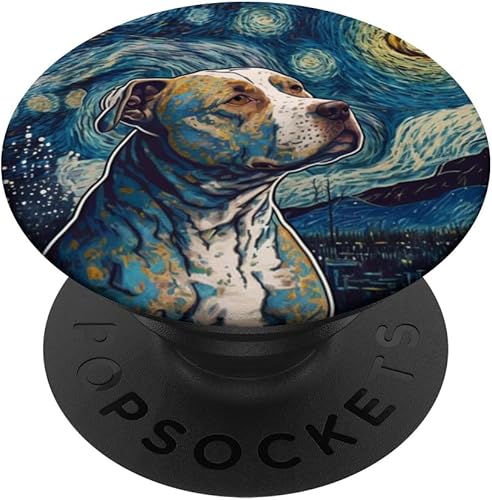 Pitbull - PopSockets intercambiables con diseño de noche estrellada, diseño de perro, mamá y papá