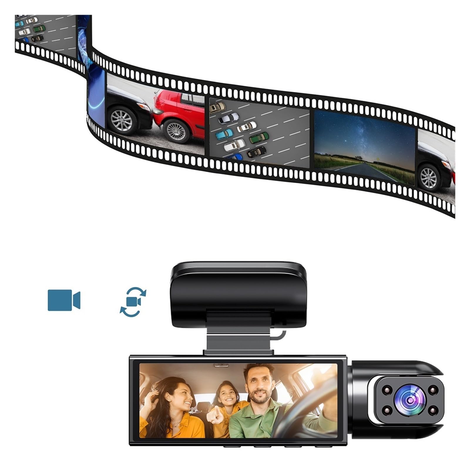 Amazon.co.jp: 車のブラックボックス 3 カメラ車 DVR 3 ウェイ