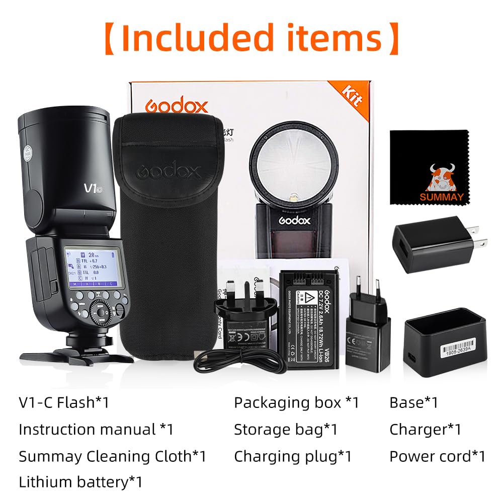 Amazon | GODOX V1Cラウンドヘッドカメラフラッシュスピードライト10