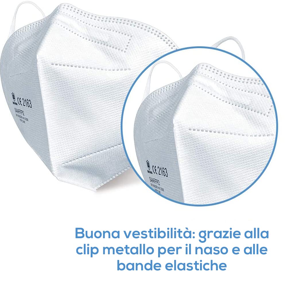 Beurer MM 50 Mascherina FFP 2 a 5 Strati, Protegge da Goccioline e Vari Microorganismi Presenti nell’Aria, 40 pezzi