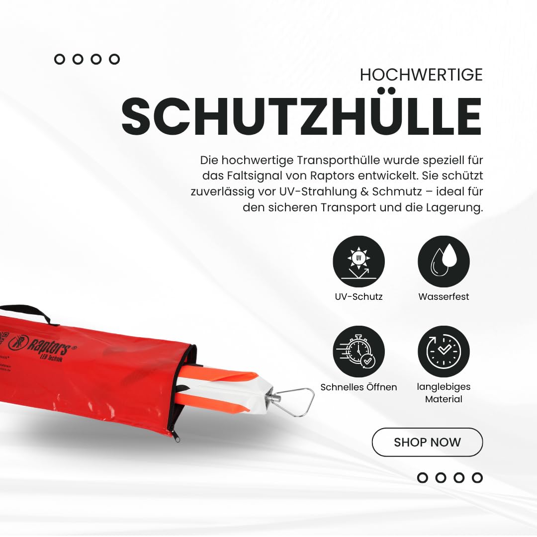 Faltsignal Raptors | Feuerwehr | Warnsignal | Absicherung | Warndreieck | Versch. Texte | Warnpyramide | 700 mm | Faltbar