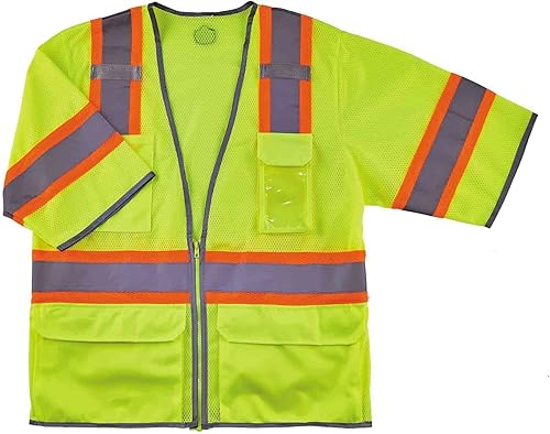 Miniatura 5 de Ergodyne Chaleco de seguridad reflectante unisex para adultos, Ansi 3, tono, 6 bolsillos de fácil acceso, clase 3, dos tonos, Hi Vis Surveyor Vest