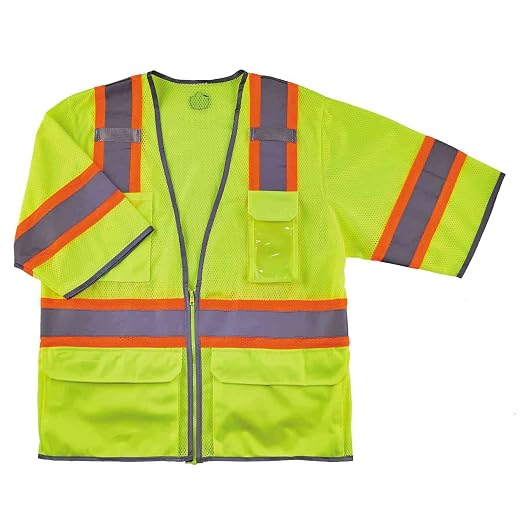 Ergodyne - 24167 Reflective Safety Vest, ANSI Class 3, Hi Vis Two Tone, 6 Easy Access Pockets, GloWear 8346Z, Lime, 2X-Large/ 3X-Large