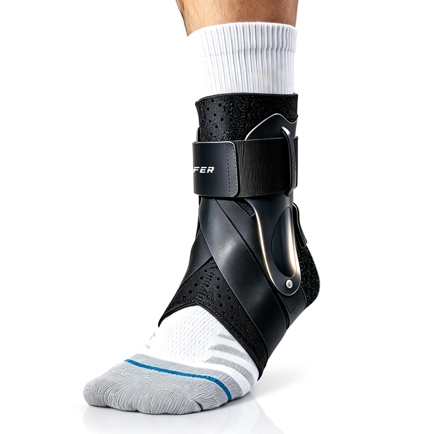 Hocafer Tobillera para mujeres y hombres, soporte de tobillo esguince para Aquiles, tendones, esguinces, recuperación de lesiones, soporte de tobillo para correr, baloncesto, fútbol (M, izquierda)