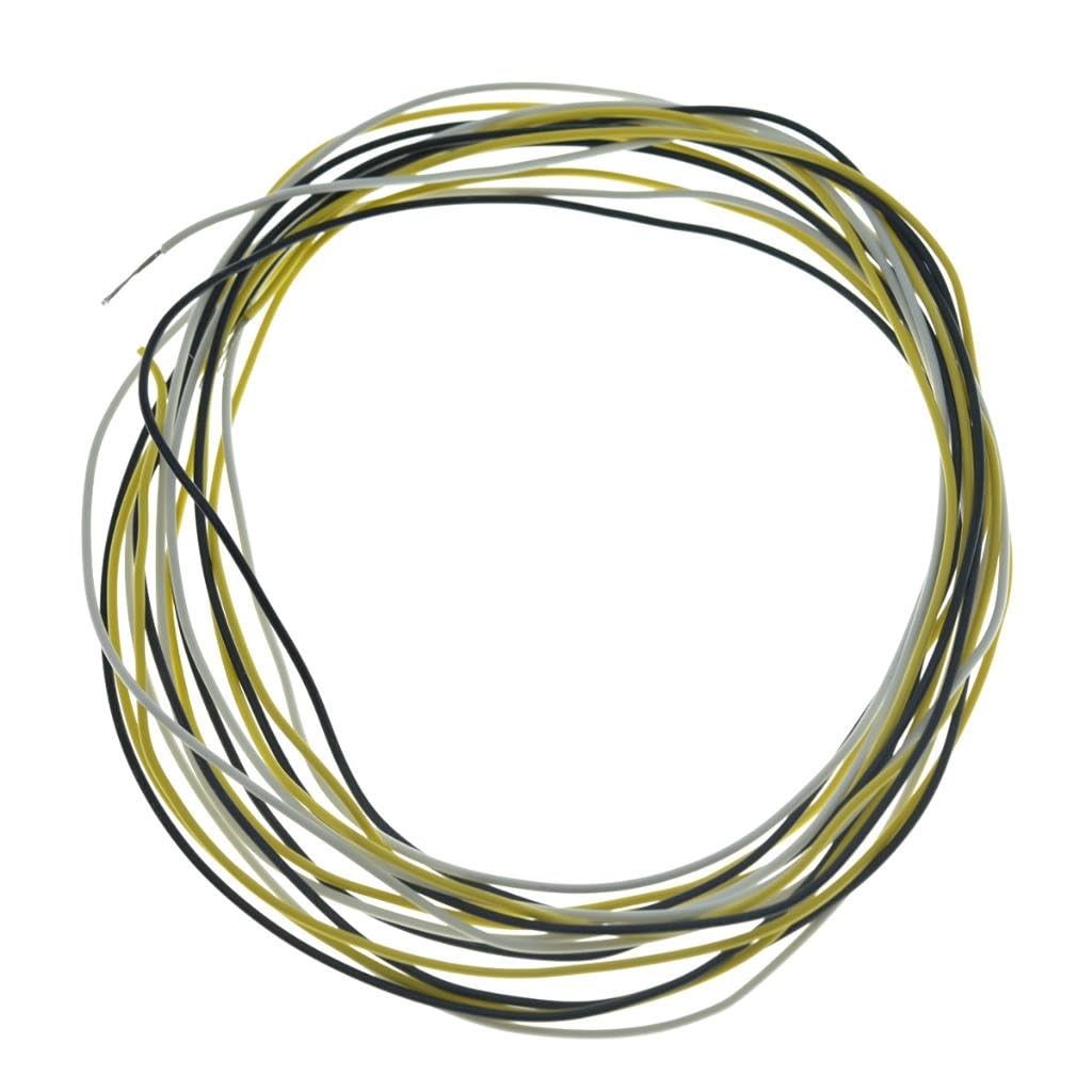 KAISH 19.5ft 22awg PVC Coated Electric Guitar Hookup Wire 22 Gauge Guitar Wiring Harness Wires Black/White/Yellow (each 6.5 Feet)