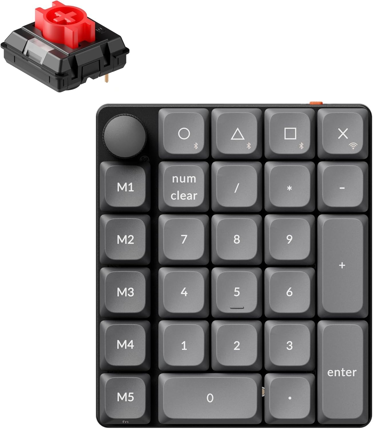 Keychron K0 Max Wireless Low-Profile Number Pad, QMK/VIA Programmable, Hot-Swappable Red Switch, RGB Backlit, 2.4GHz & Bluetooth 5.3, 1000Hz Polling Rate, with Knob, for Windows/Mac (Red Switch)-image-42