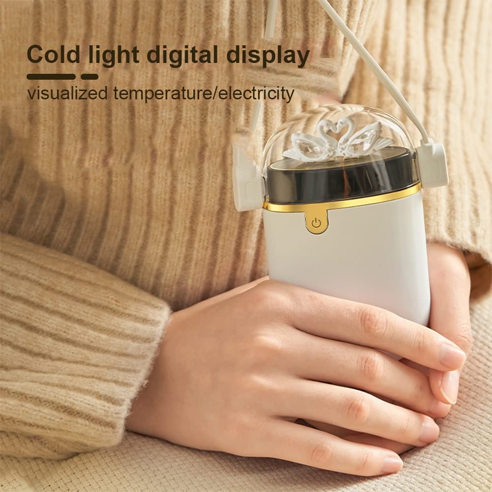 Nuovo scaldamani USB Ricaricabile con Cordino per Un Facile Trasporto, 5000 mA con Luce Notturna/Controllo della Temperatura a Due velocità/scaldamani a Doppia Faccia, Regalo Invernale