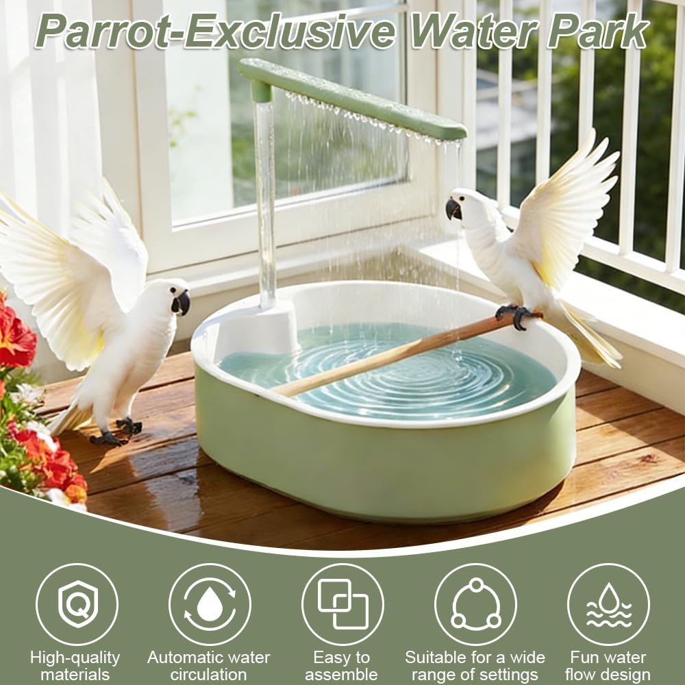 Bañera Automática para Pájaros, Cubo Bañera para Pájaros Cuenco Pequeño para Bañera para Loros con Ducha de Agua Circulante Ducha Bañera para Periquitos Alondras y Pájaros Pequeños