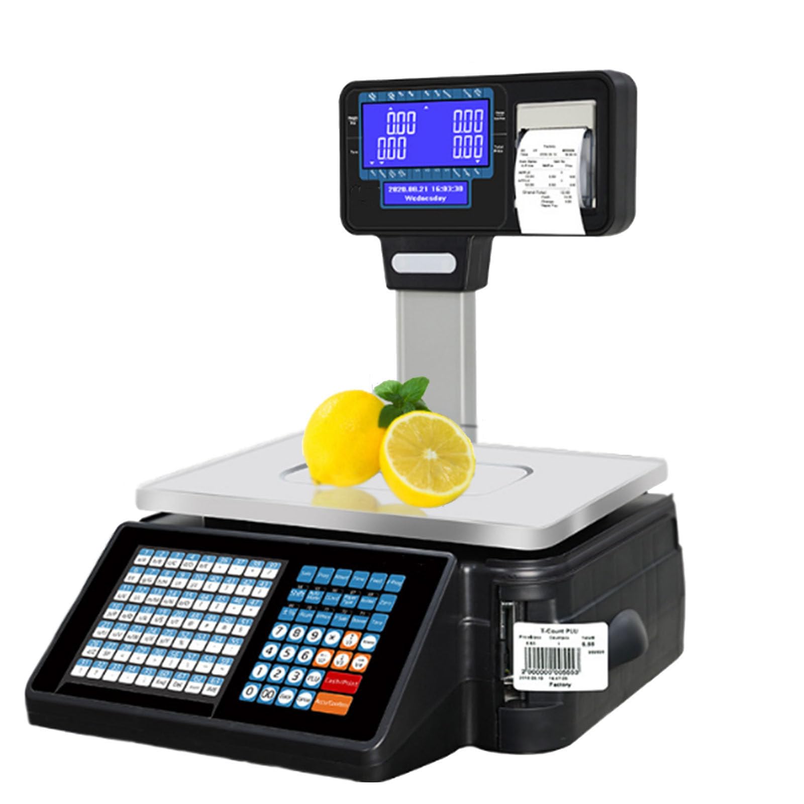 Bilancia di Controllo del Peso con Stampa Digitale di Etichette per Prezzi, Computer per la Vendita al Dettaglio, Stampa Commerciale, Display LCD bifacciale, Peso 30 kg, 66 libbre
