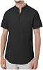 Chinese Cotton Linen Henley Shirt Short Sleeve Casual Cotton T-Shirt Regular-Fit Lightweight Beach Yoga Tunic Tops