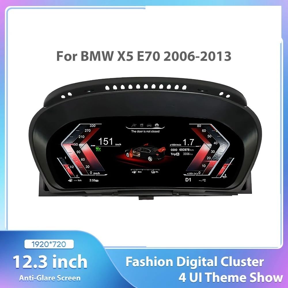 Tacómetro Panel de instrumentos LCD para coche Linux de 12,3" compatible con BMW X5 E70 X6 E71 2006-2013 CCC CIC (Centro de instrumentos, Cabina virtual)(For X5 E70)