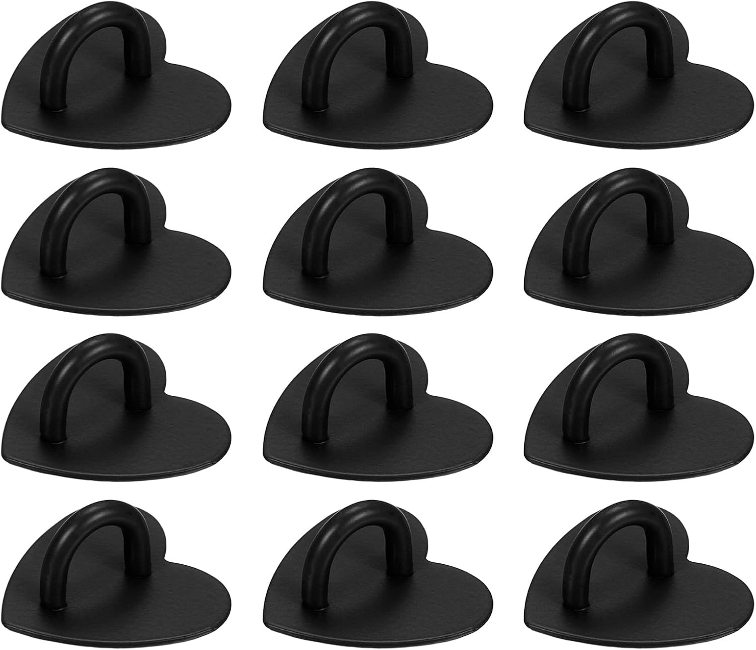 PATIKIL Metal Phone Charm Hook 1", 12Pcs Adhesive Heart Shaped Phone Finger Grip Hook Smartphones Keychain Ring Charm Loop for DIY Tablet Case Accessories, Dark Black