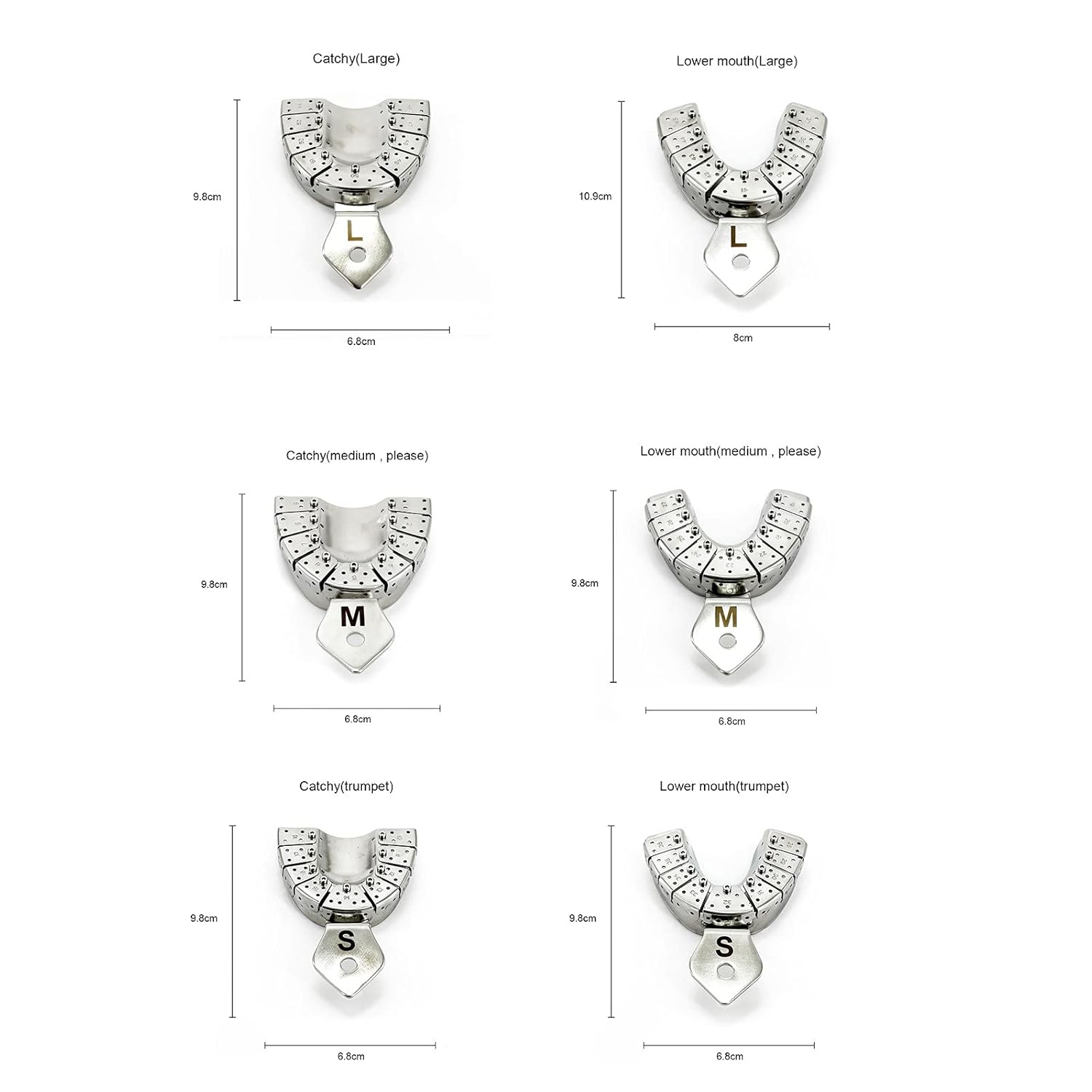Detachable Im-plant Impression Trays Anti-infection Stainless Steel Impression Teeth Trays L/M/S (S) : Health & Household