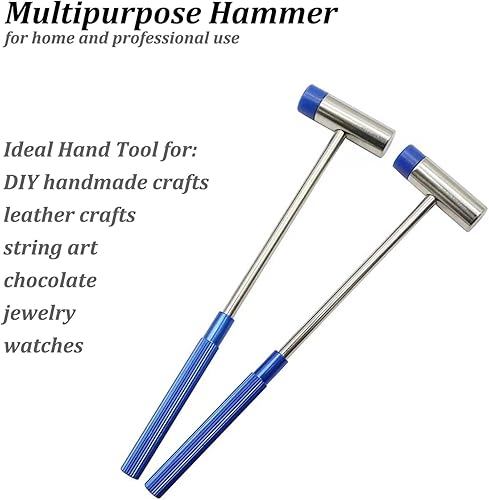 Miniatura 6 de Martillo pequeño de doble cabeza para proyectos pequeños, cabeza de plástico y cabeza de metal, mazo de joyería, mini mazo para reloj, afinación,