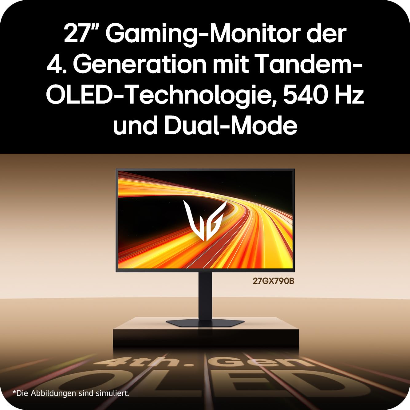 LG Ultragear™ 27GX790B-B 27 Zoll QHD OLED Gaming-Monitor, 540Hz/720Hz Dual Mode, 0,02ms, DisplayHDR True Black 500, AMD FreeSync Premium Pro, 1x DisplayPort 2.1, 2X HDMI 2.1, Schwarz