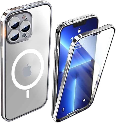 Miniatura 7 de Funda para iPhone 14 Pro Max Cubierta de hebilla de doble cara Cubierta de pantalla y cámara Cubierta protectora de parachoques de metal Funda