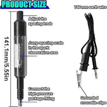 ZIMISI Car Spark Plug Tester, Adjustable Ignition Coil Tester Tool with Cable, Spark Plug Diagnostic Tool, Spark Detector Gauge, Automotive Ignition System Testers for Car, Motorcycle, SUV