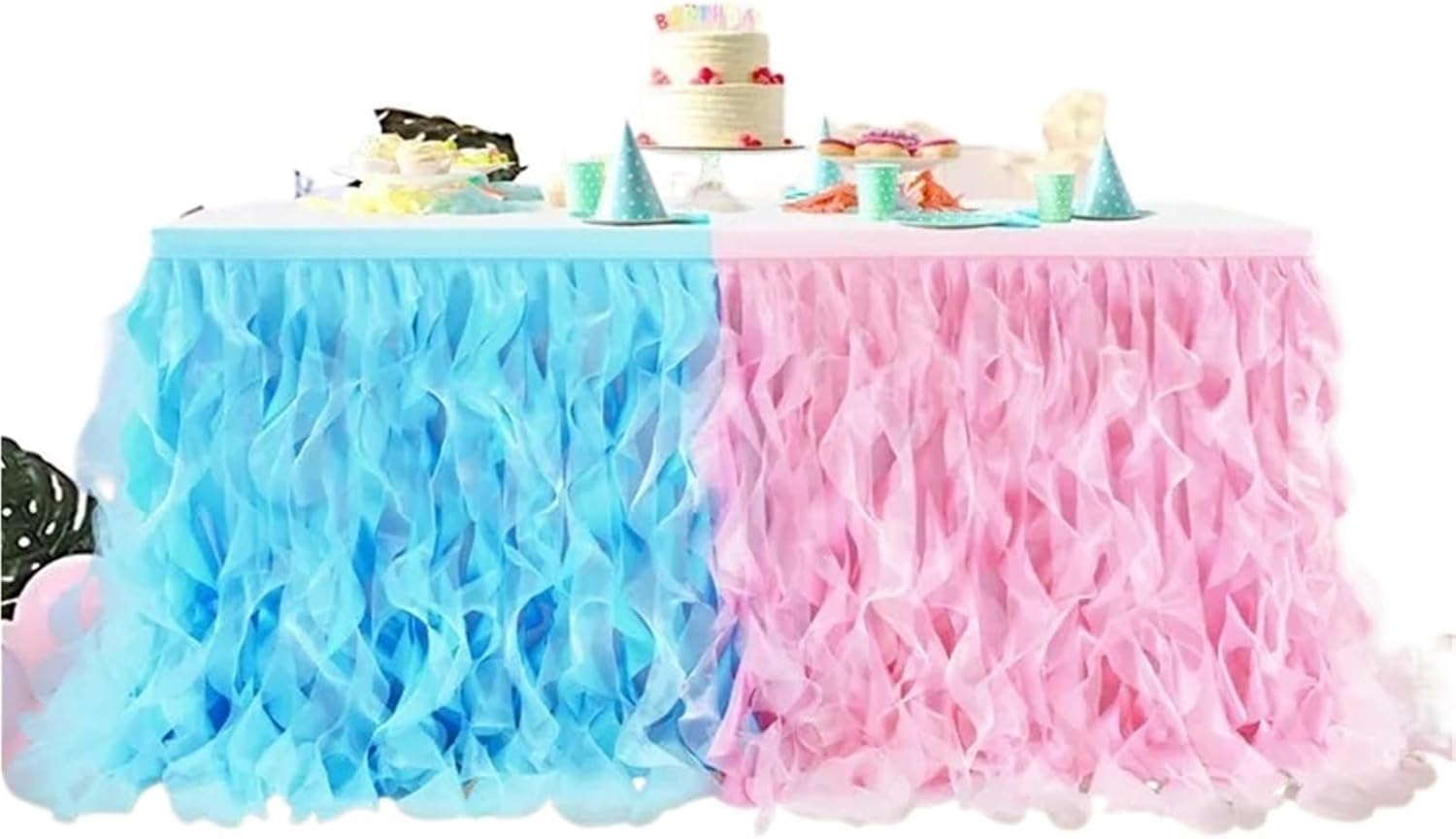 Table Skirt 6FT Table Skirt Party Tutu Table Skirt For Party Home Table Decor Birthday DIY(Color 10,9FT 77x275cm)