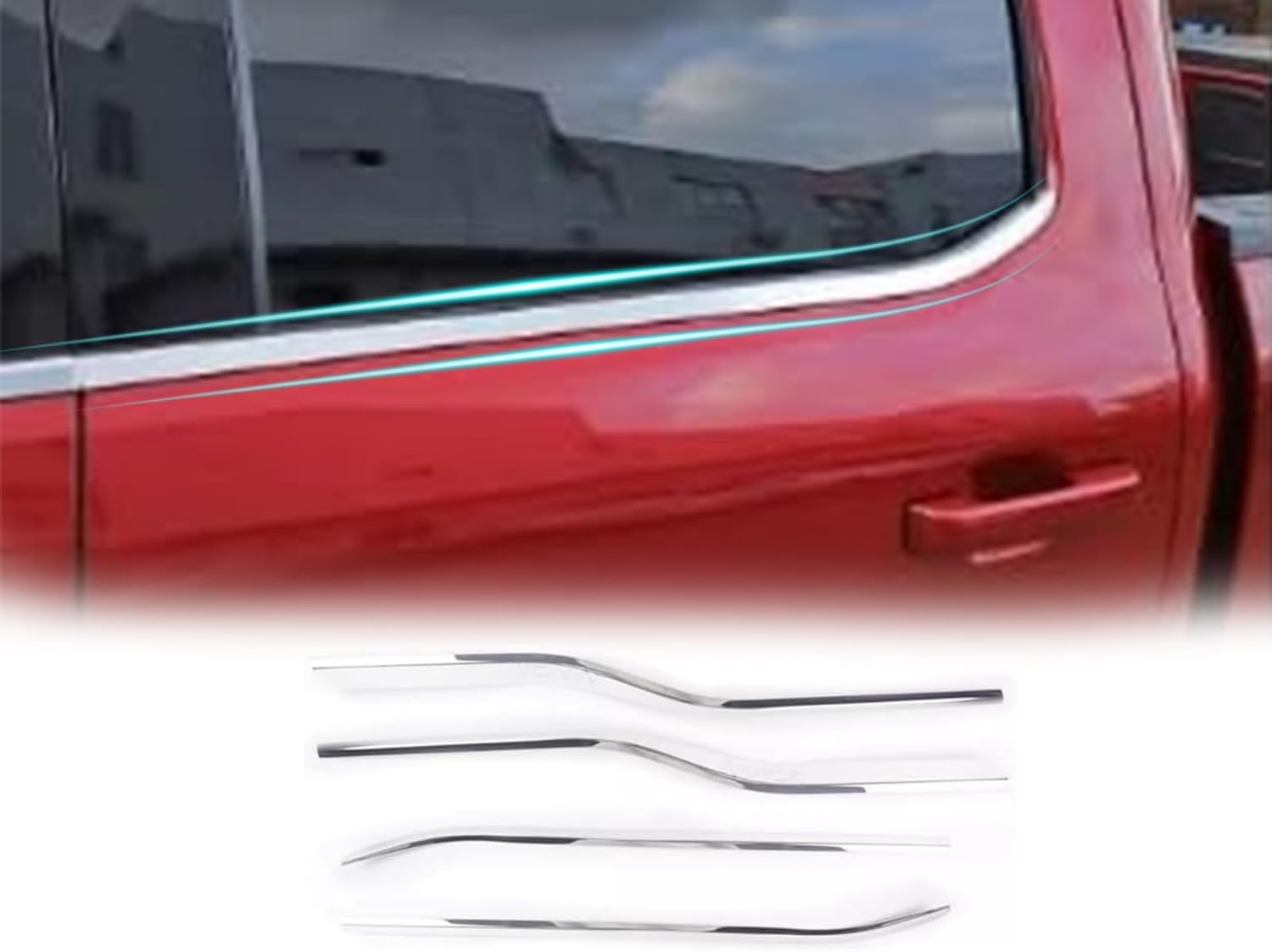 Chrome Window Trim Accents - Compatible with Ford F150 2021-2025 SuperCrew - Stainless Steel - Accesories Protector Molding Guards（Silver）