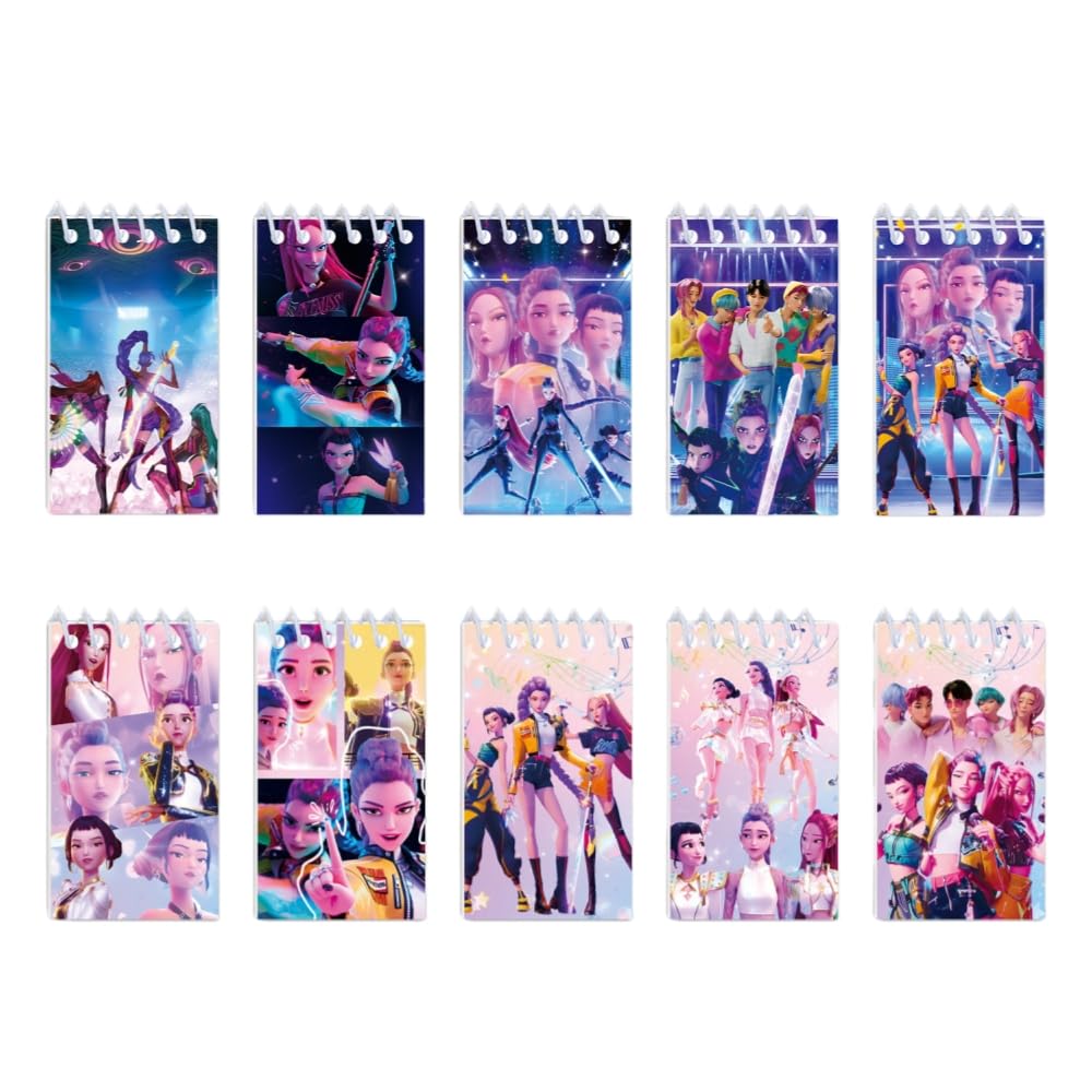 OMEIU Store 10 Pack Pocket Notebook Small Spiral 10 * 6CM Mini Notepad Princess Kids Colorful Memo Bulk Wired Lined for School Office Supplies Birthday Party Bag Fillers (KPOP)